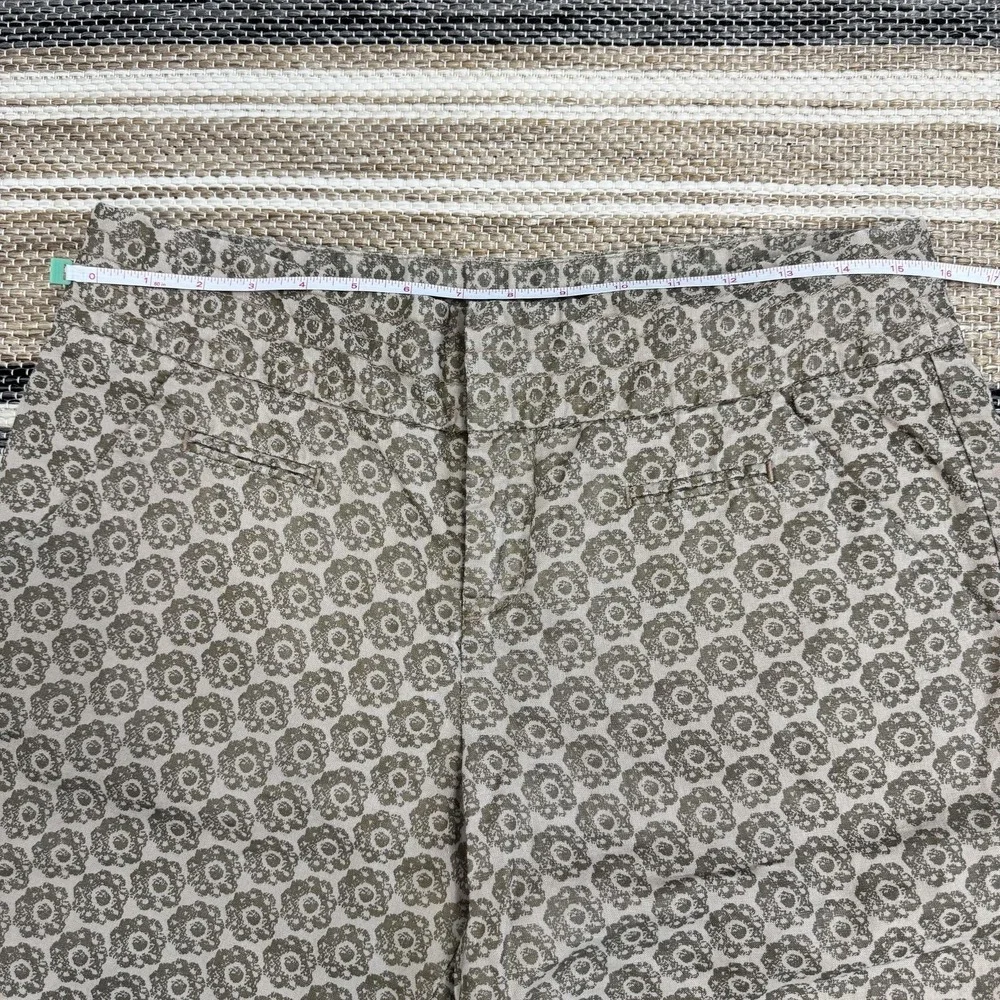 Anthropologie Idra Linen‎ Walking Shorts Women's 8 Beige Floral Vacation Summer